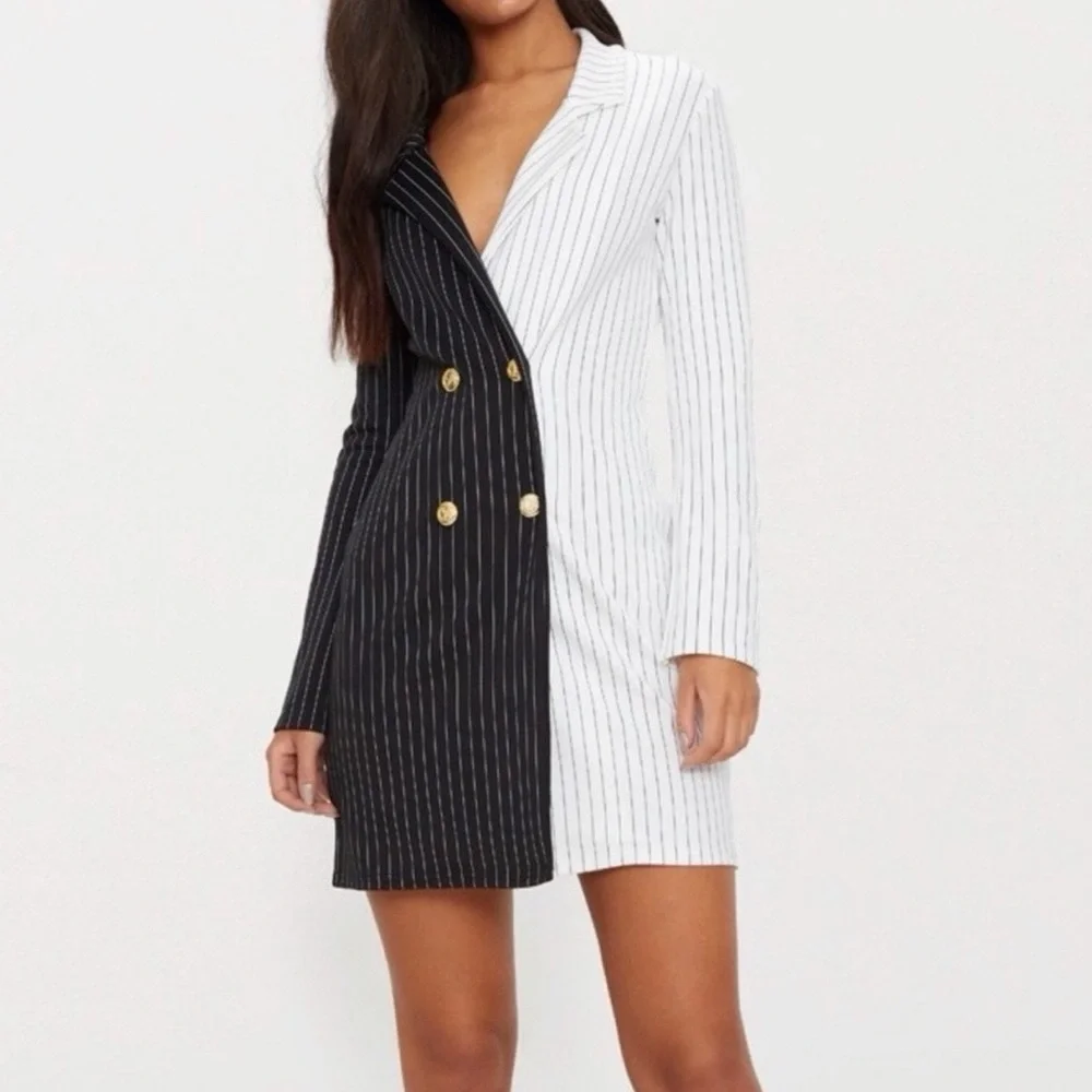 Black Stripe Blazer Dress - Picture 1 of 3